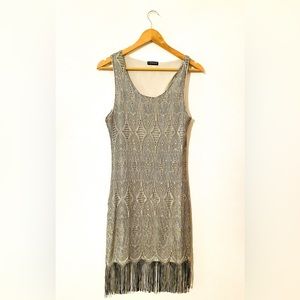 Venus Silver Flapper Style Cocktail Dress Size Medium